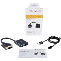StarTech.com DVI-D to VGA Active Adapter Converter Cable - 1080p, 0.19 m, 1920 x 1080 pixels, 720p, 1080p, Black, Active video converter, CE, FCC, RoHS