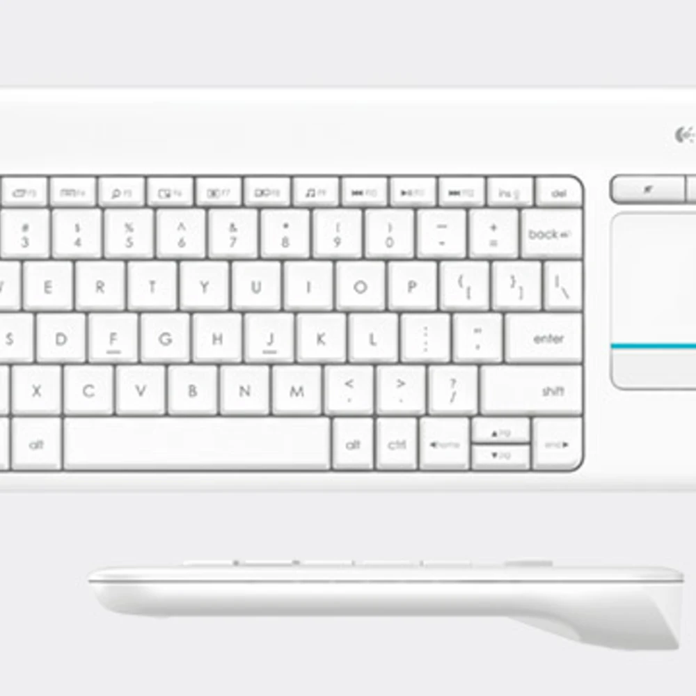 Logitech K400 Plus Tv, Mini, Wireless, RF Wireless, QWERTY, White