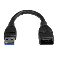 StarTech.com USB 3.0 A-to-A extension cable - 6 in, black, 0.152 m, USB A, USB A, USB 3.2 Gen 1 (3.1 Gen 1), 5000 Mbit/s, Black