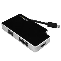 StarTech.com Travel A/V Adapter 3-in-1 USB-C to VGA, DVI or HDMI - 4K, USB Type-C, DVI output, HDMI output, VGA (D-Sub) output, 3840 x 2160 pixels