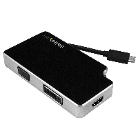 StarTech.com Travel A/V Adapter 3-in-1 USB-C to VGA, DVI or HDMI - 4K, USB Type-C, DVI output, HDMI output, VGA (D-Sub) output, 3840 x 2160 pixels