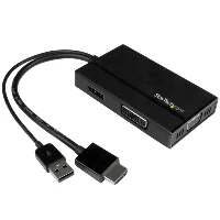 StarTech.com Travel A/V Adapter 3-in-1 HDMI to DisplayPort, VGA or DVI - 1920 x 1200, Black, CE, FCC, RoHS, 0 - 70 C, -10 - 55 C, 40 - 50%, 76 g