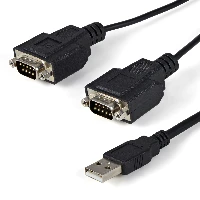 StarTech.com 2 Port FTDI USB to Serial RS232 Adapter Cable with COM Retention, Black, 2.1 m, USB 2.0 A, 2 x DB-9, Male, Male
