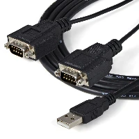 StarTech.com 2 Port FTDI USB to Serial RS232 Adapter Cable with COM Retention, Black, 2.1 m, USB 2.0 A, 2 x DB-9, Male, Male