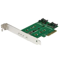 StarTech.com 3-Port M.2 SSD (NGFF) Adapter Card - 1 x PCIe (NVMe) M.2, 2 x SATA III M.2 - PCIe 3.0, PCIe, M.2, SATA, Full-height / Low-profile, PCIe 3.0, 50000 h, CE, FCC, TAA, REACH