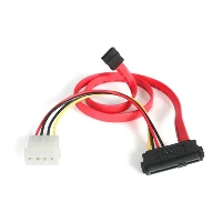 StarTech.com 18in SAS 29 Pin to SATA Cable with LP4 Power, 0.457 m, SATA 15-pin, LP4 M, SAS 29 Pin Plug, Straight, Straight, Red