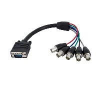 StarTech.com 1 ft Coax HD15 VGA to 5 BNC RGBHV Monitor Cable - M/F, 0.3 m, VGA (D-Sub), 5 x BNC, Male, Female, Straight