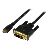 StarTech.com 1m (3.3 ft) Mini HDMI to DVI Cable - DVI-D to HDMI Cable (1920x1200p) - 19 Pin HDMI Mini Male to DVI-D Male - Digital Monitor Cable Adapter M/M - Mini HDMI to DVI Adapter, 1 m, Mini-HDMI, DVI-D, Male, Male, Straight