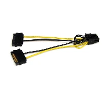StarTech.com 6in SATA Power to 8 Pin PCI Express Video Card Power Cable Adapter, 0.15 m, SATA 15-pin, PCI-E (8-pin), Male, Male, Black, Yellow