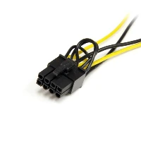 StarTech.com 6in SATA Power to 8 Pin PCI Express Video Card Power Cable Adapter, 0.15 m, SATA 15-pin, PCI-E (8-pin), Male, Male, Black, Yellow