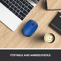 Logitech M171 Wireless Mouse, Ambidextrous, Optical, RF Wireless, 1000 DPI, Blue