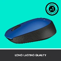 Logitech M171 Wireless Mouse, Ambidextrous, Optical, RF Wireless, 1000 DPI, Blue