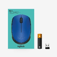 Logitech M171 Wireless Mouse, Ambidextrous, Optical, RF Wireless, 1000 DPI, Blue