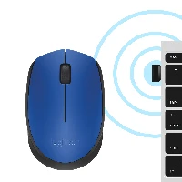 Logitech M171 Wireless Mouse, Ambidextrous, Optical, RF Wireless, 1000 DPI, Blue
