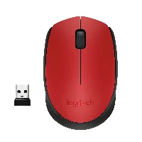 Logitech M171 Wireless Mouse, Ambidextrous, Optical, RF Wireless, 1000 DPI, Red
