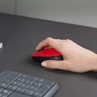 Logitech M171 Wireless Mouse, Ambidextrous, Optical, RF Wireless, 1000 DPI, Red