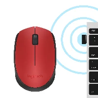 Logitech M171 Wireless Mouse, Ambidextrous, Optical, RF Wireless, 1000 DPI, Red