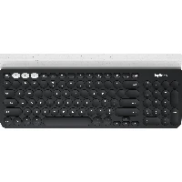 Logitech K780 Multi-Device Wireless Keyboard, Full-size (100%), Wireless, RF Wireless + Bluetooth, QWERTY, Grey, White