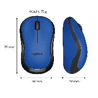 Logitech M220 Silent, Ambidextrous, Optical, RF Wireless, 1000 DPI, Black, Blue