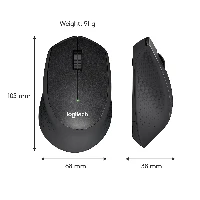 Logitech M330 Silent Plus, Right-hand, Mechanical, RF Wireless, 1000 DPI, Black