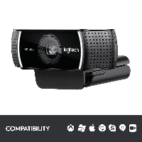 Logitech C922 Pro Stream Webcam, 1920 x 1080 pixels, Full HD, 60 fps, 1280x72060fps, 1920x108030fps, 720p, 1080p, H.264