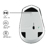 Logitech M720 Triathlon Mouse, Right-hand, Optical, RF Wireless + Bluetooth, 1000 DPI, Black, White