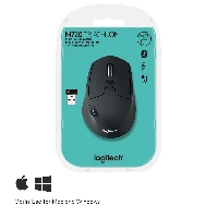 Logitech M720 Triathlon Mouse, Right-hand, Optical, RF Wireless + Bluetooth, 1000 DPI, Black, White
