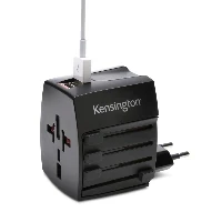Kensington International Travel Adapter  (K33998WW), Universal, Universal, Type A, Type C (Europlug), Type G (UK), Type I (AU), Type A, Type C, Type G (UK), Type I (AU), Black, 2.4 A