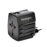 Kensington International Travel Adapter  (K33998WW), Universal, Universal, Type A, Type C (Europlug), Type G (UK), Type I (AU), Type A, Type C, Type G (UK), Type I (AU), Black, 2.4 A