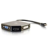 C2G Mini DisplayPort to HDMI, VGA, or DVI Adapter Converter - Black, Mini DisplayPort, VGA + HDMI + DVI, Male, Female, Nickel, 3840 x 2160 pixels