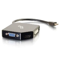 C2G Mini DisplayPort to HDMI, VGA, or DVI Adapter Converter - Black, Mini DisplayPort, VGA + HDMI + DVI, Male, Female, Nickel, 3840 x 2160 pixels