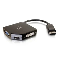C2G DisplayPort to HDMI, VGA, or DVI Adapter Converter - Black, 0.7 m, DisplayPort, HDMI, VGA, DVI, Male, Female, Gold
