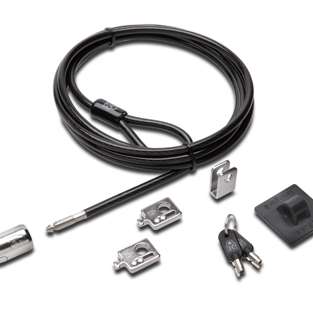 Kensington Desktop & Peripherals Locking Kit 2.0, 2.44 m, Kensington, Key, Carbon steel, Black, Silver