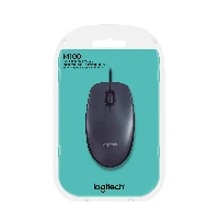 Logitech Mouse M100, Ambidextrous, Optical, USB Type-A, 1000 DPI, Grey