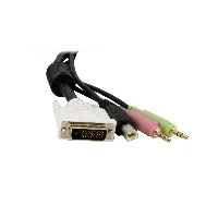 StarTech.com KVM Cable for DVI and USB KVM Switches with Audio & Microphone - 6ft, 1.8 m, USB, USB, DVI-D, Black, 1 x DVI-D, 1 x USB A, 2 x 3.5 mm