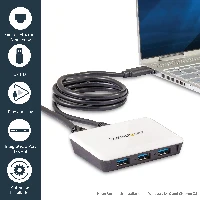 StarTech.com USB 3.0 to Gigabit Ethernet NIC Network Adapter with 3 Port Hub - White, Wired, USB, 5000 Mbit/s, Black, White