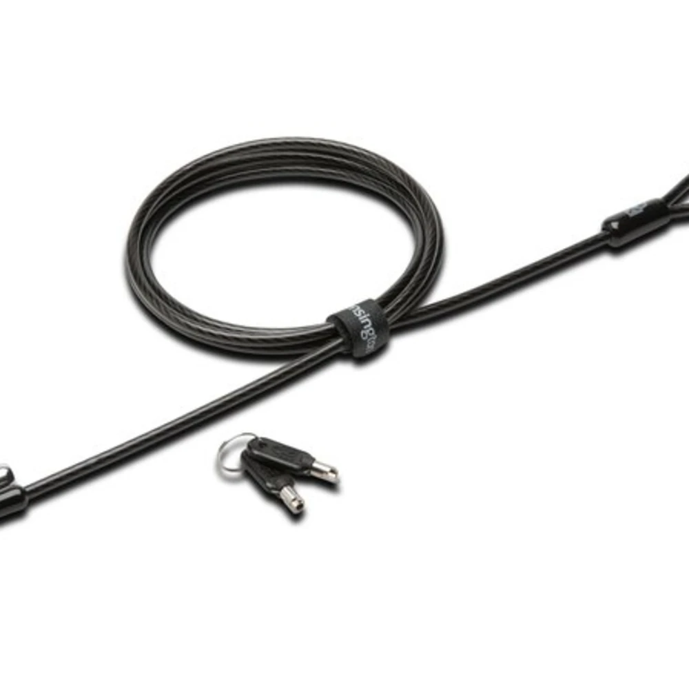Kensington Slim N17 2.0 Keyed Laptop Lock for Wedge-Shaped Slots, 1.83 m, Kensington, Key, Carbon steel, Black, Silver