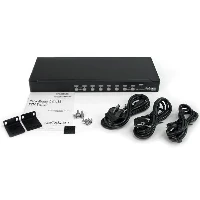 StarTech.com 8 Port 1U Rackmount DVI USB KVM Switch, 1920 x 1200 pixels, Rack mounting, 1U, Black