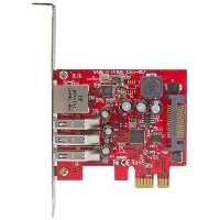 StarTech.com 3-Port PCI Express USB 3.0 Card + Gigabit Ethernet, Internal, Wired, PCI Express, Ethernet, 5000 Mbit/s, Metallic, Red