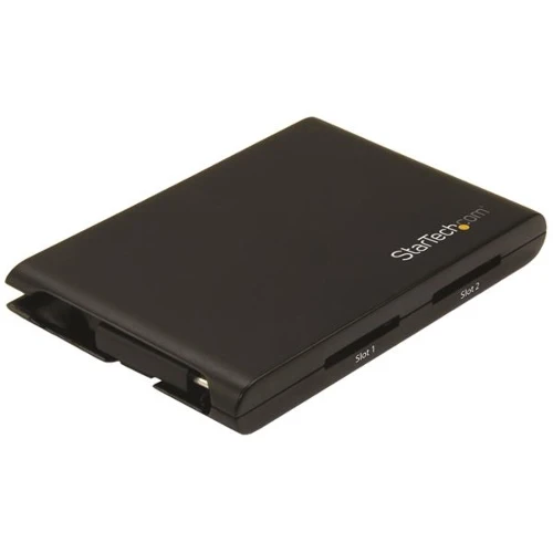 StarTech.com Dual-Slot SD Card Reader/Writer - USB 3.0 with USB-C - SD 4.0, UHS II, MMC, SD, SDHC, SDXC, Black, 5000 Mbit/s, Plastic, CE, FCC, RoHS, USB 3.2 Gen 1 (3.1 Gen 1) Type-C