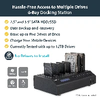 StarTech.com USB 3.0 / eSATA 6-Bay Hard Drive Duplicator Dock - 15 HDD / SSD Cloner and Eraser, 6000 GB, 2.5,3.5
