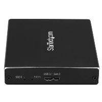StarTech.com Dual-Slot Drive Enclosure for M.2 SATA SSDs - USB 3.1 (10Gbps) - RAID, SSD enclosure, M.2, M.2, Serial ATA, Serial ATA II, Serial ATA III, 10 Gbit/s, USB connectivity, Black