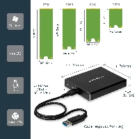StarTech.com Dual-Slot Drive Enclosure for M.2 SATA SSDs - USB 3.1 (10Gbps) - RAID, SSD enclosure, M.2, M.2, Serial ATA, Serial ATA II, Serial ATA III, 10 Gbit/s, USB connectivity, Black