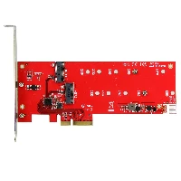 StarTech.com 2x M.2 SATA SSD Controller Card - PCIe, PCIe, M.2, Full-height / Low-profile, PCI 2.0, Red, CE, FCC, TAA
