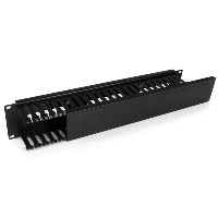 StarTech.com 2U Horizontal Finger Duct Rack Cable Management Panel with Cover, Cable management panel, Black, Plastic, Steel, 2U, EIA RS310-D, CE, TAA, REACH