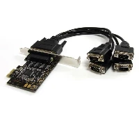 StarTech.com 4 Port RS232 PCI Express Serial Card w/ Breakout Cable, PCIe, Serial, RS-232, Black, REACH, CE, ASIX Moschip MCS9904CV-AA