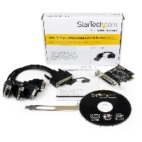 StarTech.com 4 Port RS232 PCI Express Serial Card w/ Breakout Cable, PCIe, Serial, RS-232, Black, REACH, CE, ASIX Moschip MCS9904CV-AA