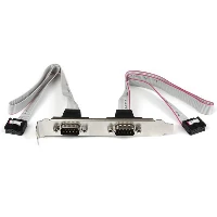 StarTech.com 2 Port 16in DB9 Serial Port Bracket to 10 Pin Header, 2 x DB-9, 2 x IDC, Silver, White