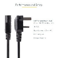 StarTech.com 10ft (3m) UK Computer Power Cable, 18AWG, BS 1363 to C13, 10A 250V, Black Replacement AC Power Cord, Kettle Lead / UK Power Cord, PC Power Supply Cable, TV/Monitor Power Cable, 3 m, C13 coupler, BS 1363, H05VV-F, 250 V
