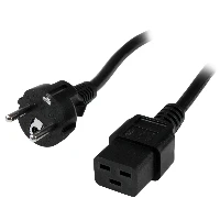 StarTech.com 2m (6ft) Computer Power Cord, 16AWG, EU Schuko to C19, 16A 250V, Black Replacement AC Power Cord, Printer Power Cord, PC Power Supply Cable, Monitor Power Cable - UL Listed, 2 m, CEE7/7, C19 coupler, 250 V
